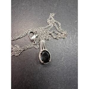 NEW black tourmaline stainless steel pendant and chain